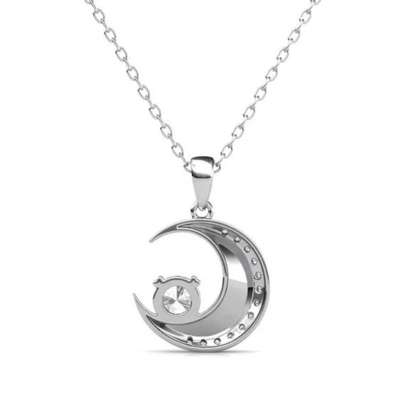Certified 1/2 ct. t.w. Moissanite Diamond Crescent Moon Necklace NEW - Picture 4 of 7